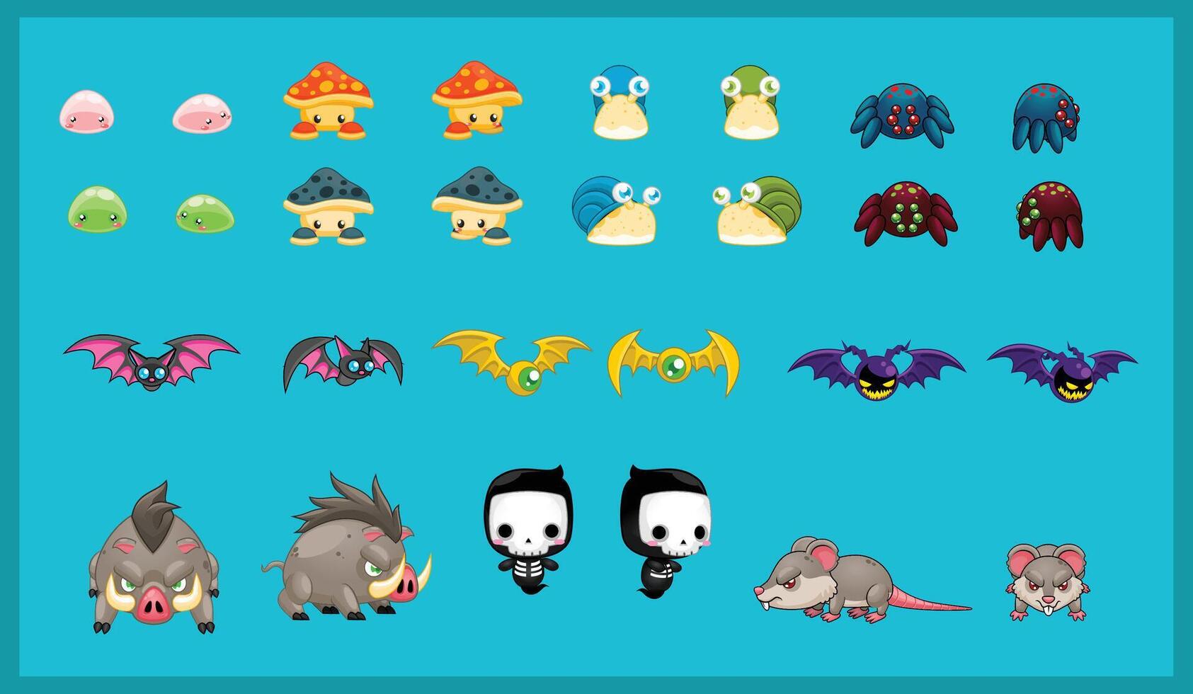 Small Monster Enemy RPG Game Character Sprite vector
