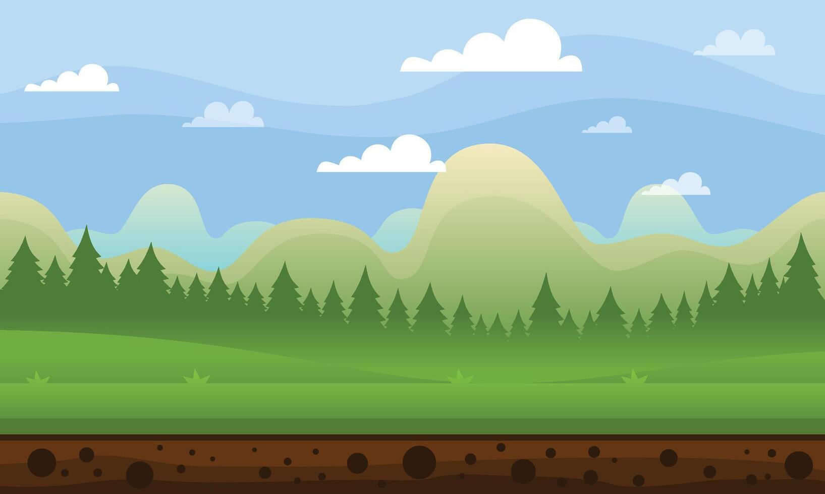 Green Meadow Landscape Game Background vector