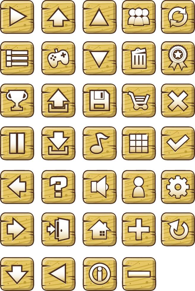 Wood Game UI Button Pack vector