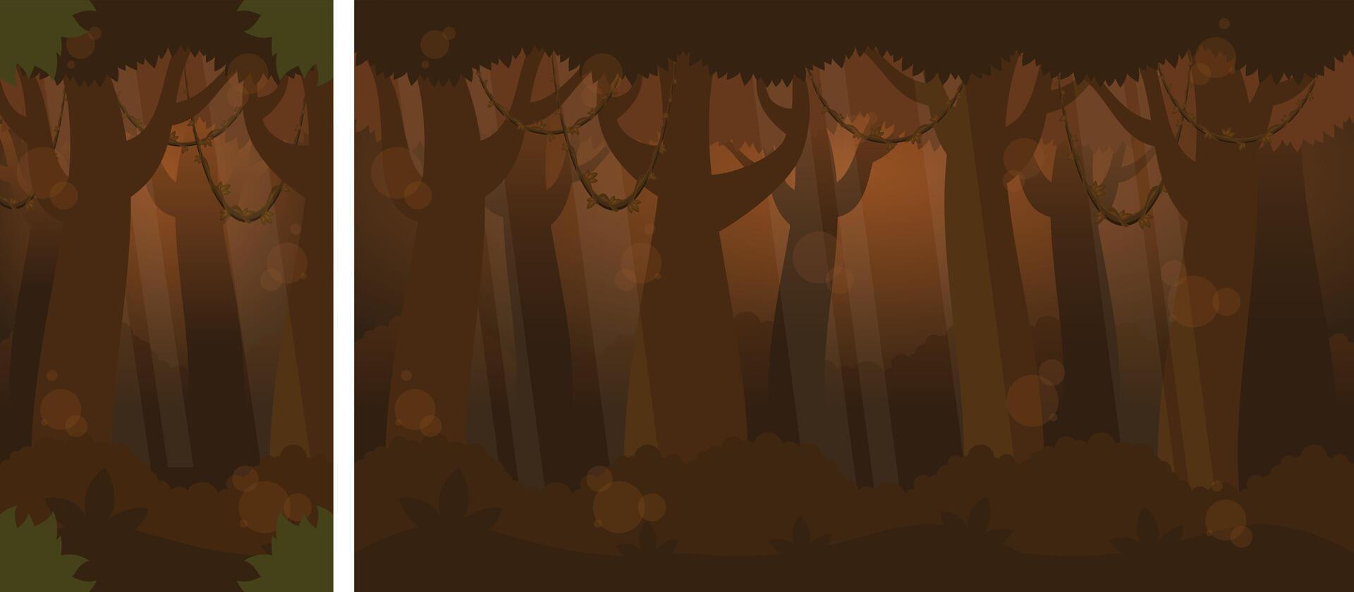 Jungle at Night Parallax Scrolling Game Background vector