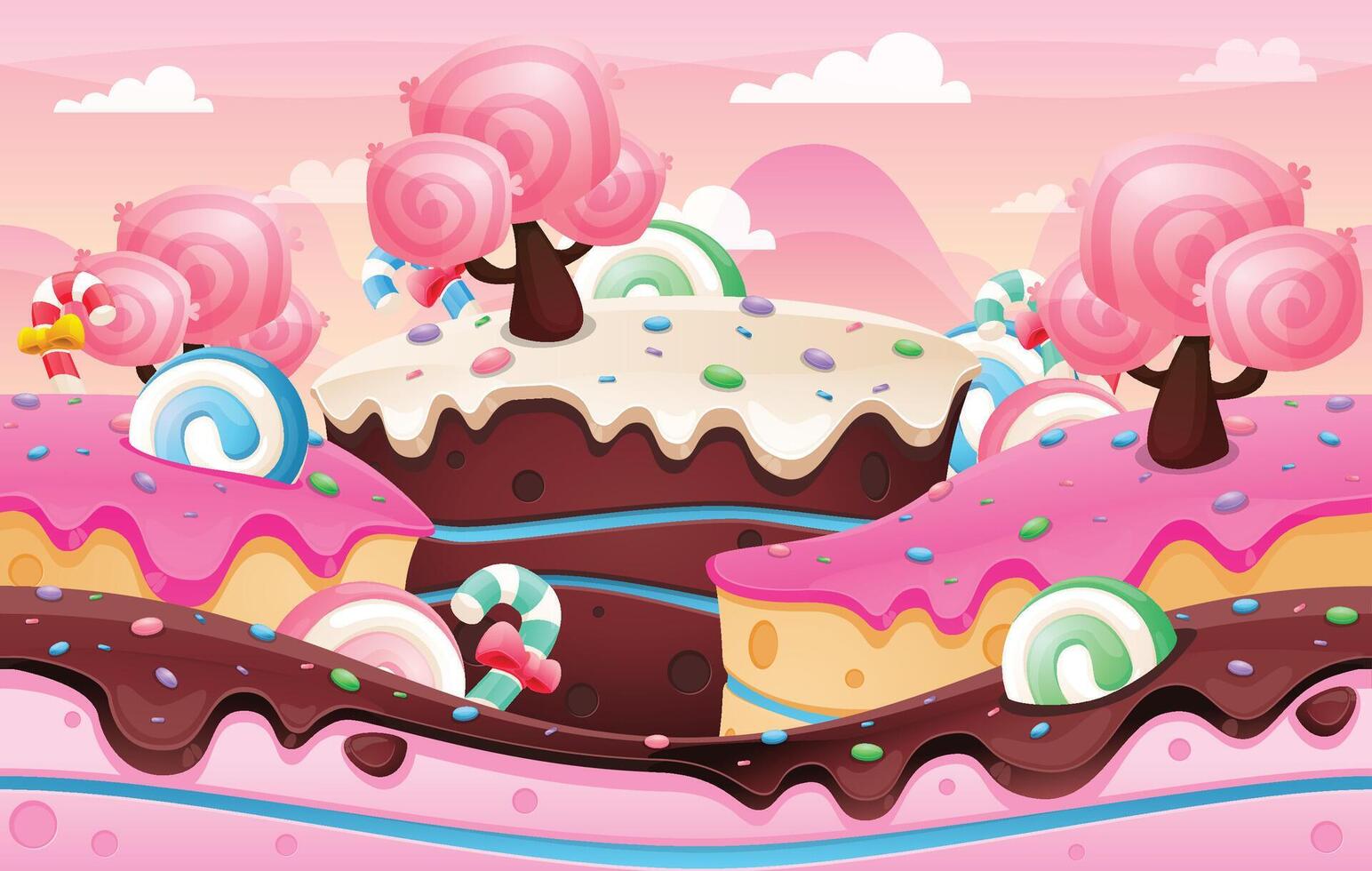 Candyland Pink Chocolate Game Background vector
