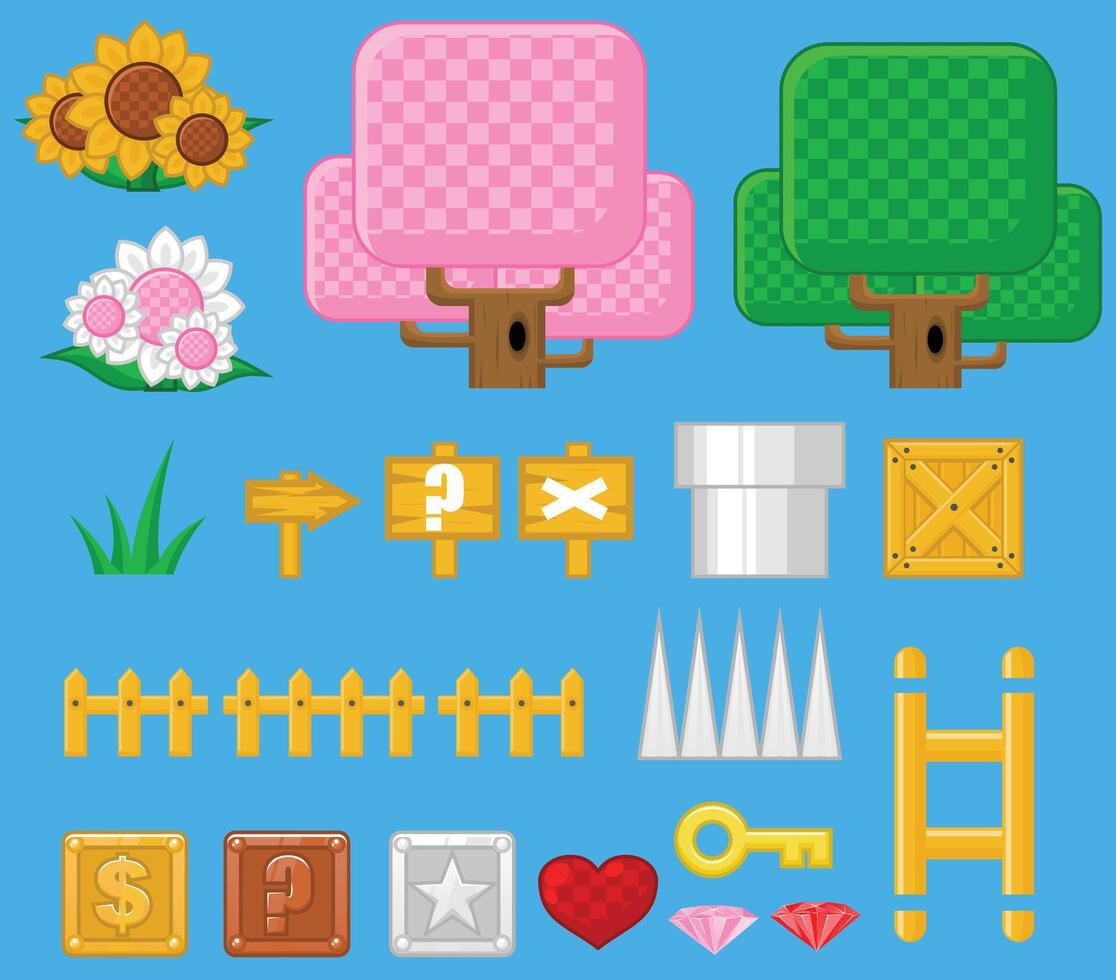 Fantasy Land Game Sprite Objects vector