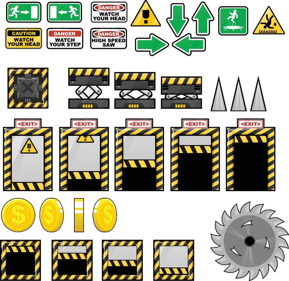 Robot Factory Game Sprite Objects vector