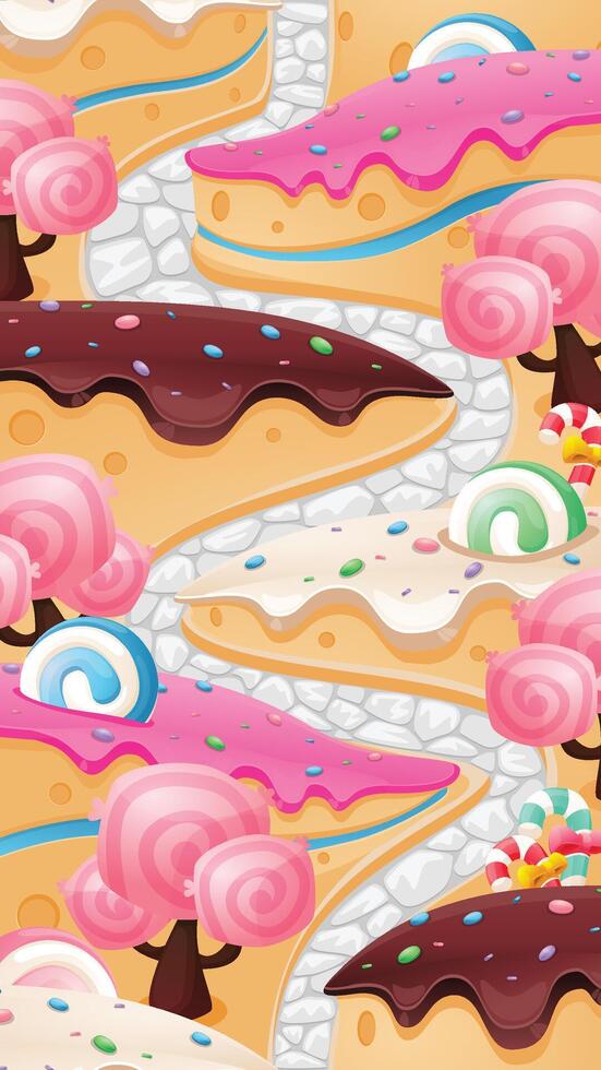 Candy Land Chocolate Vertical Game Background vector