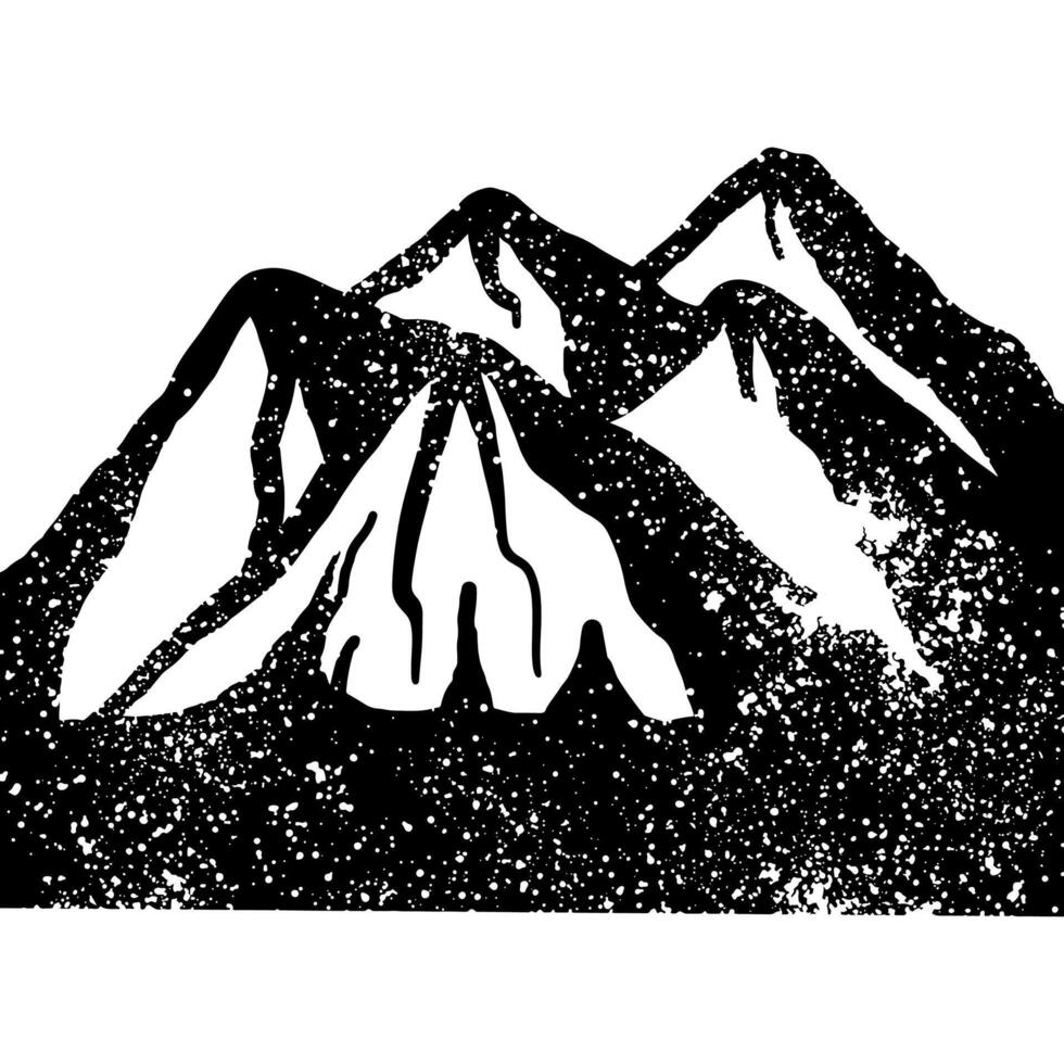 Hand drawn grunge mountain in black ink vector