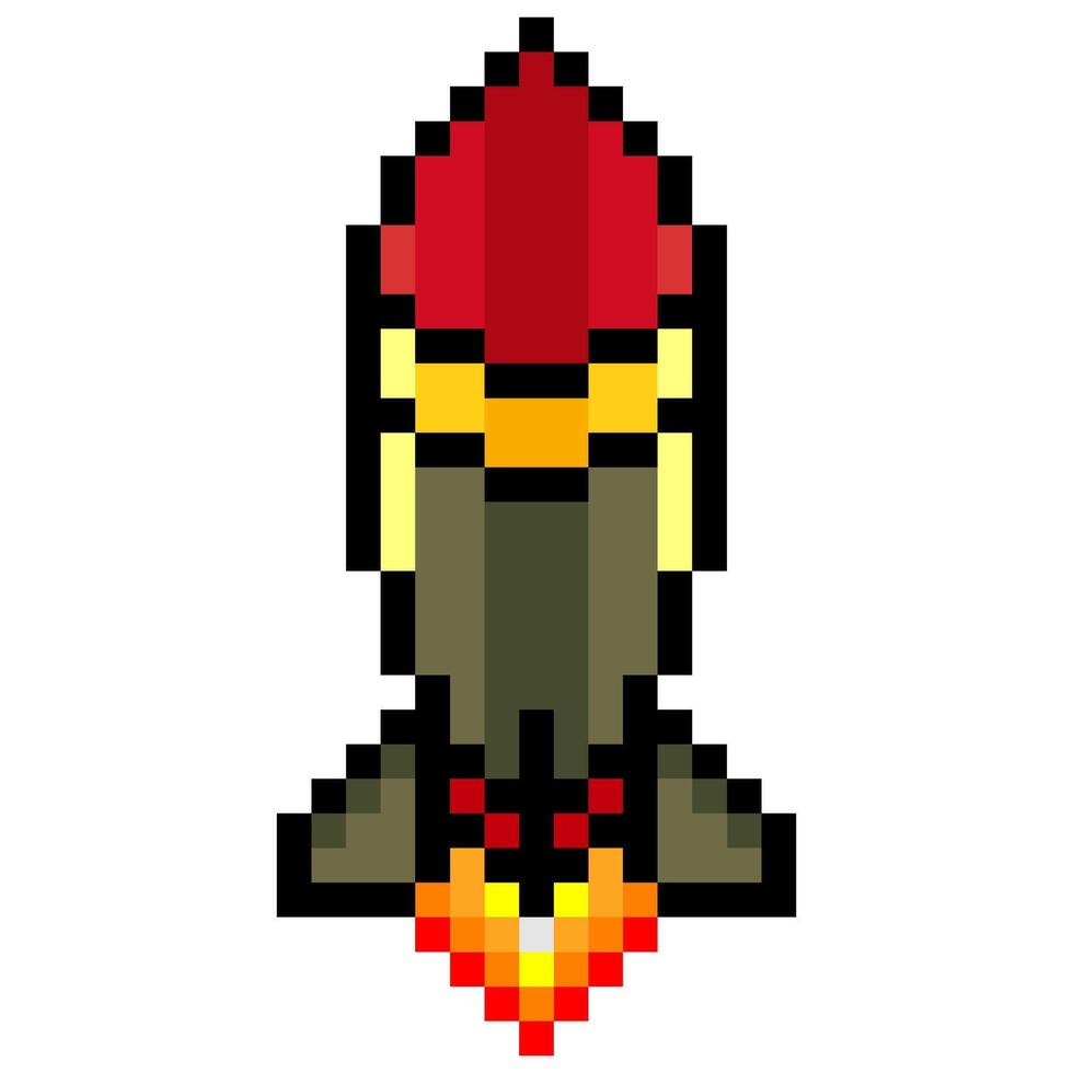 Missile weapon in pixel art style vector