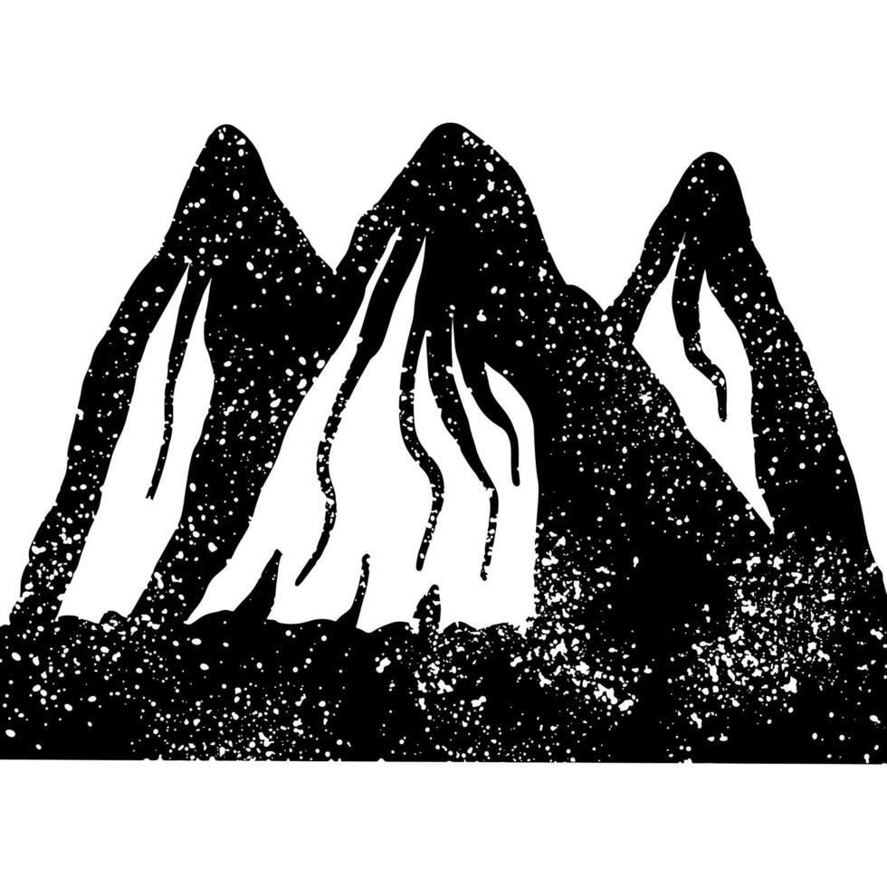 Drawing of grunge mountain with black ink vector