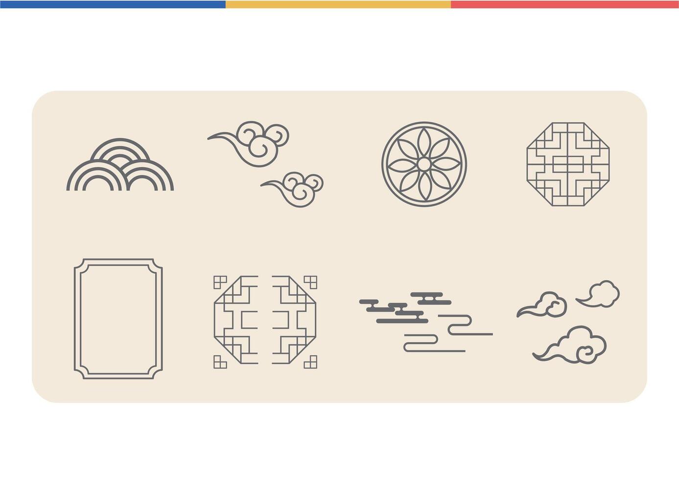 Korean tradition pattern set vector