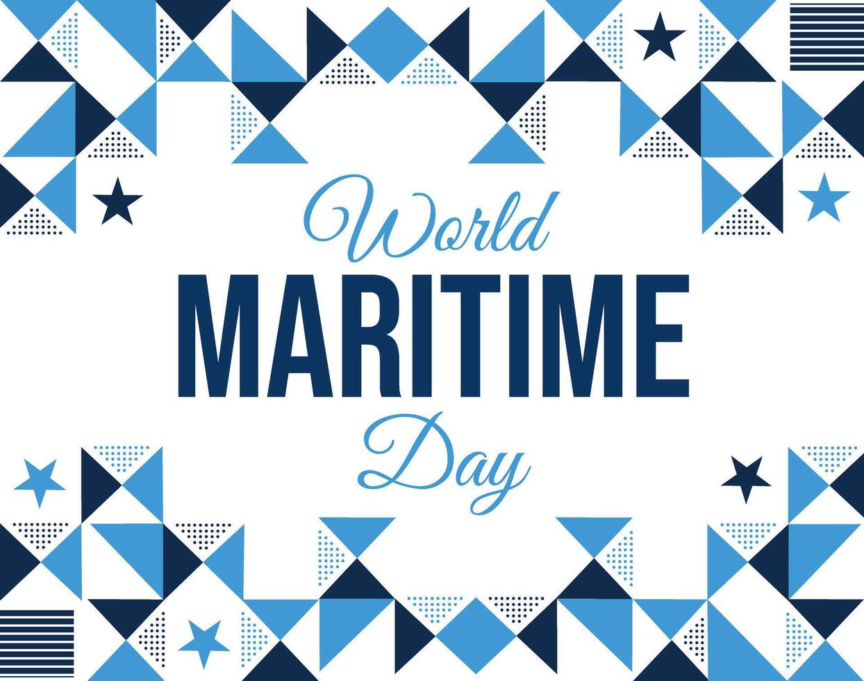 World Maritime Day wallpaper with blue shapes and typography in the center vector
