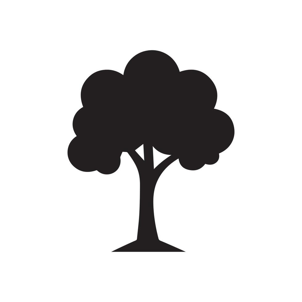A black tree silhouette on a white background design. vector