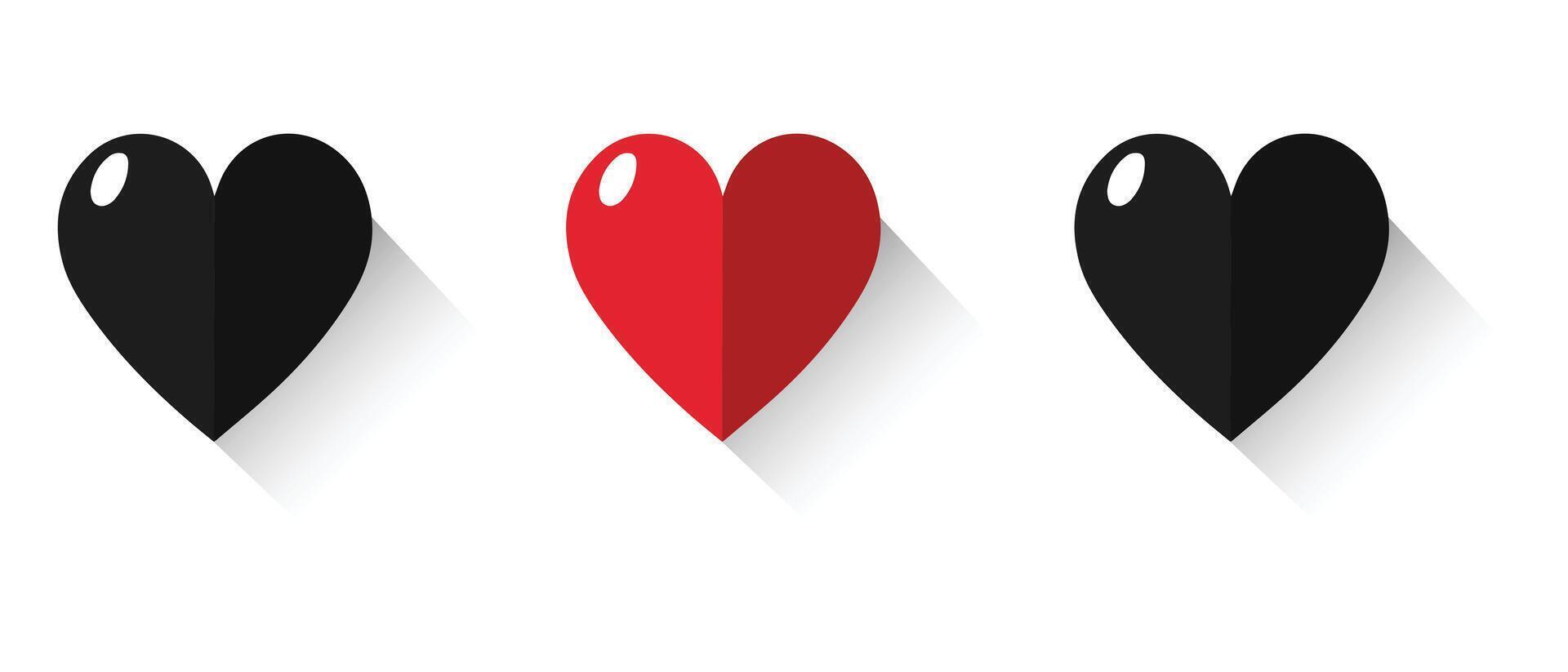 Set of hearts love on a white background.illustration in flat style. vector
