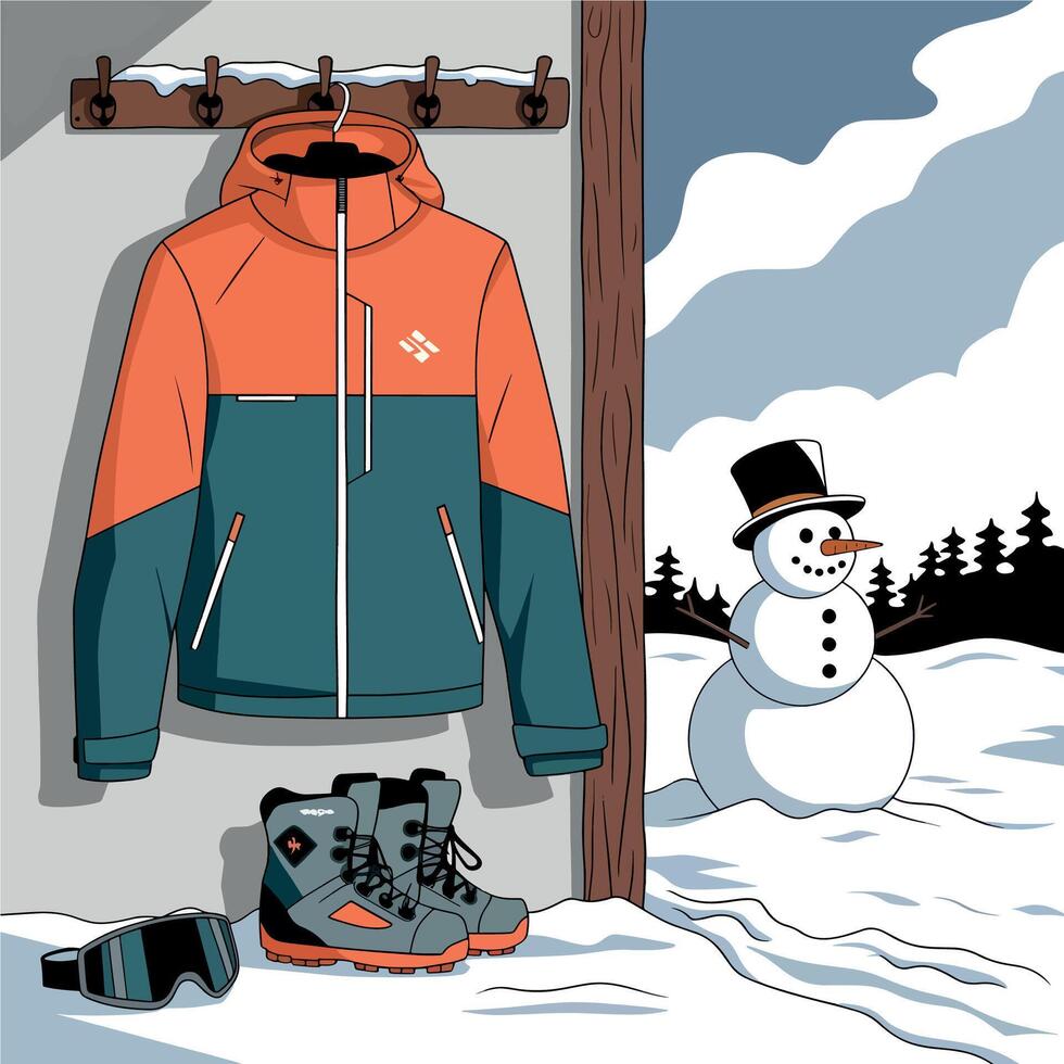Winter clothing and boots in the snow vector
