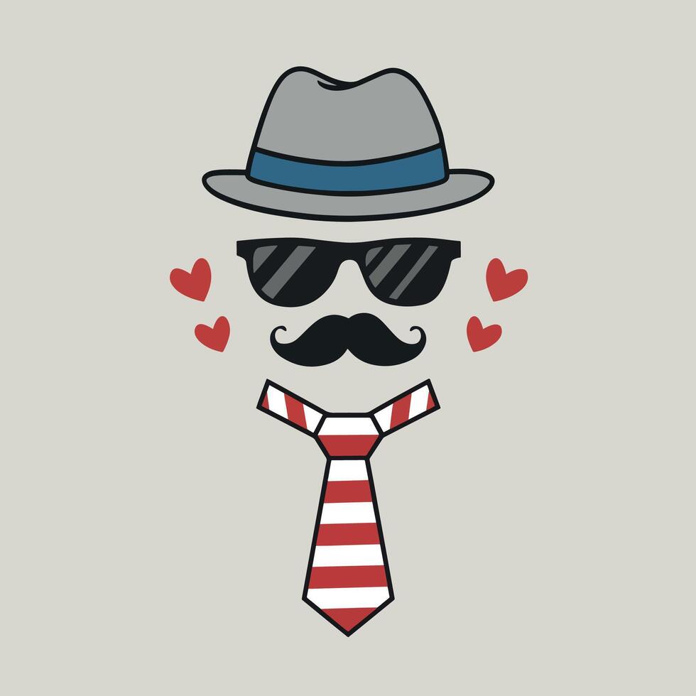 A man with a hat, mustache and tie vector