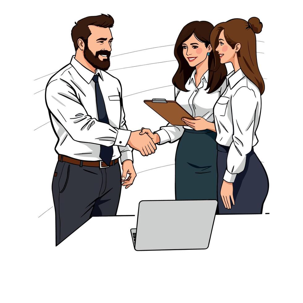 Business people shaking hands in an office vector