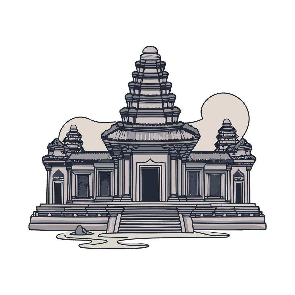 Angkor wat temple in angkor, thailand, illustration vector