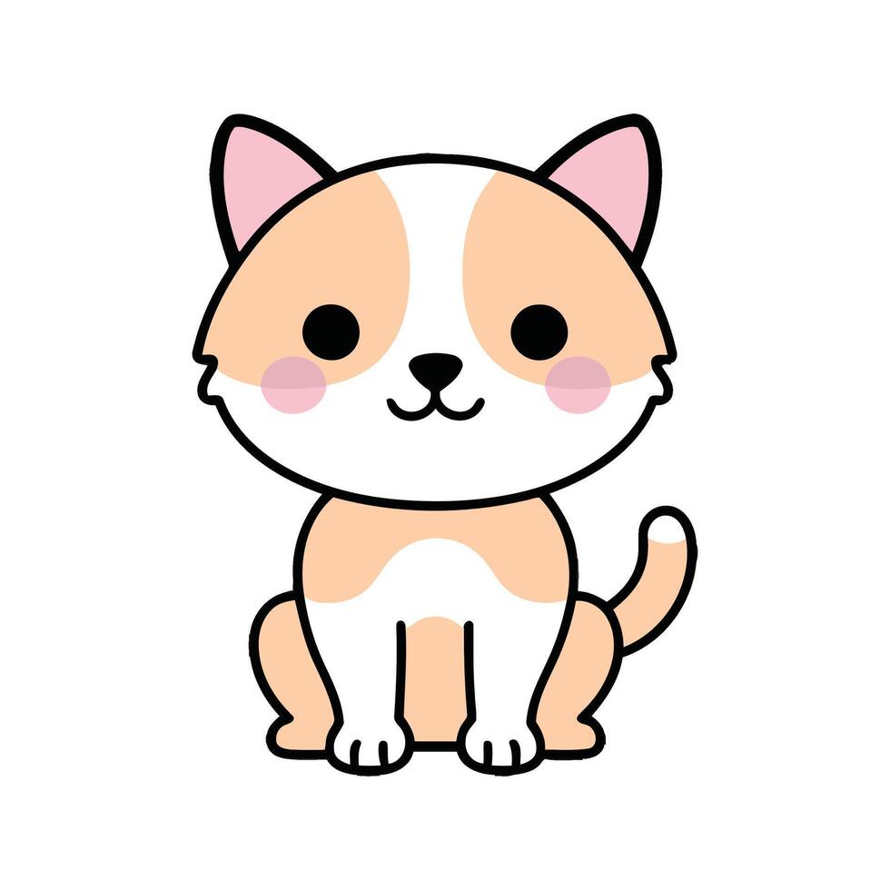 A cartoon cat sitting down with a pink heart vector