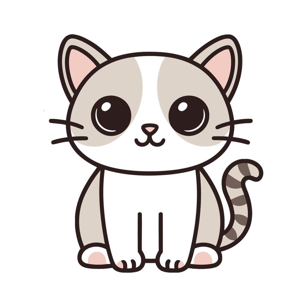 A cartoon cat with big eyes and a white background vector