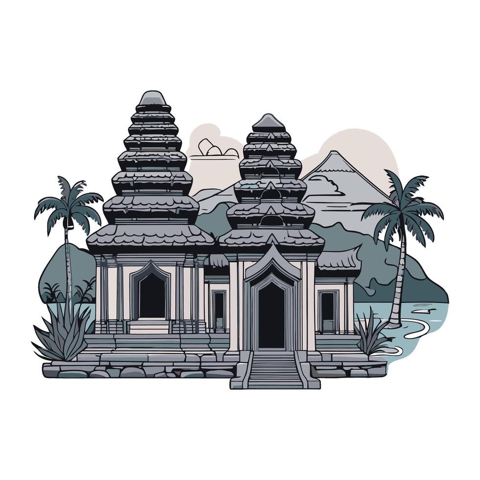 An illustration of a temple in thailand vector