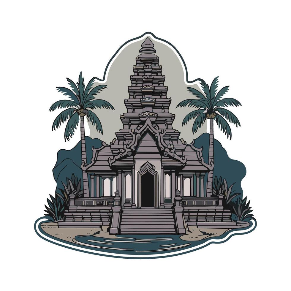 An ancient temple in the jungle vector