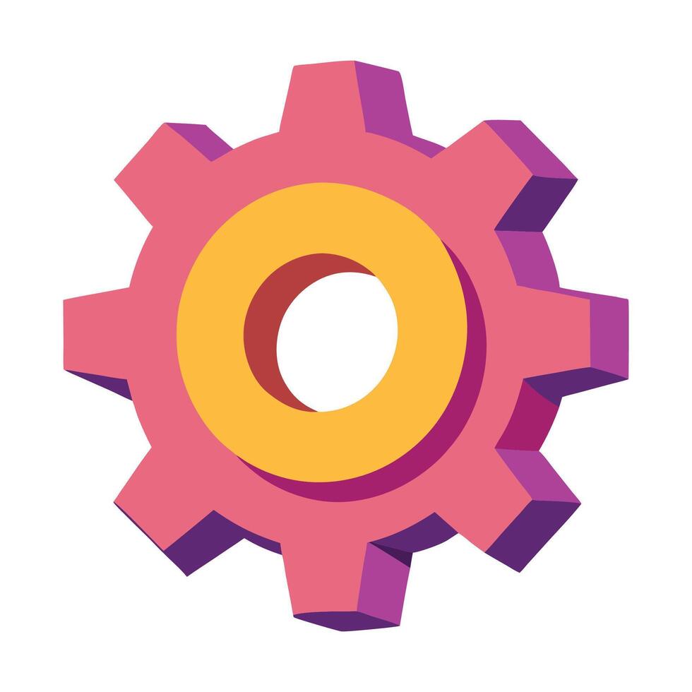 3d cartoon cog wheels illustration. Customer support icon. Technical support engineering concept. vector