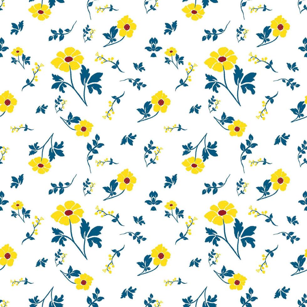 Scrapbook Cute prints background,Seamless yellow flowers and for dress, scarf, skirt, picnic tablecloth, other fabric design. Design for carpet,cover.wallpaper,wrapping,clothing,ceramic products. vector