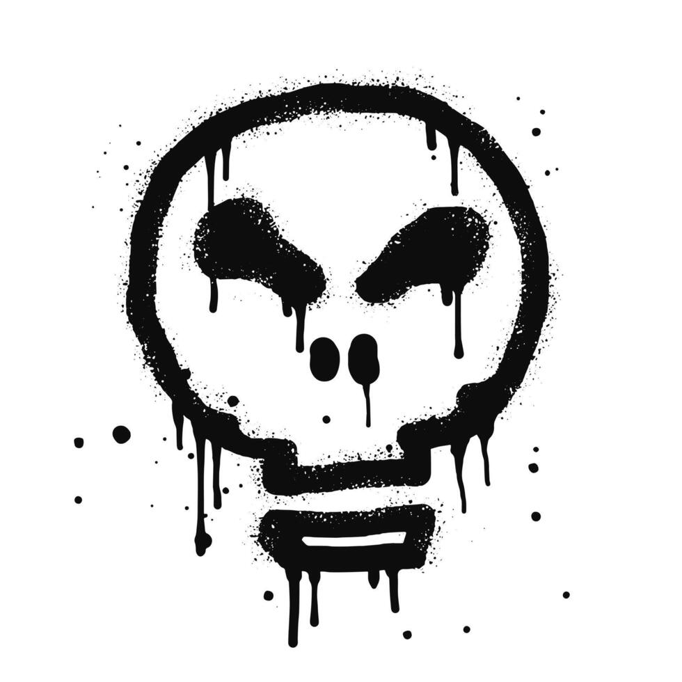 Spray painted graffiti skull head in black over white. Skull head symbol. isolated on white background vector