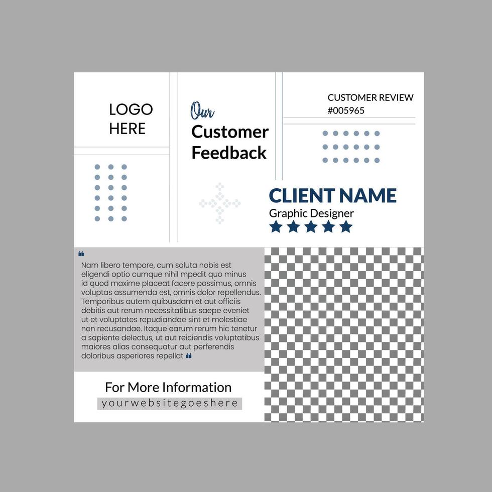 Client feedback,customer testimonial social media post design template. Client testimonial or Customer feedback social media banner template Customer review banner set. Testimonial design vector