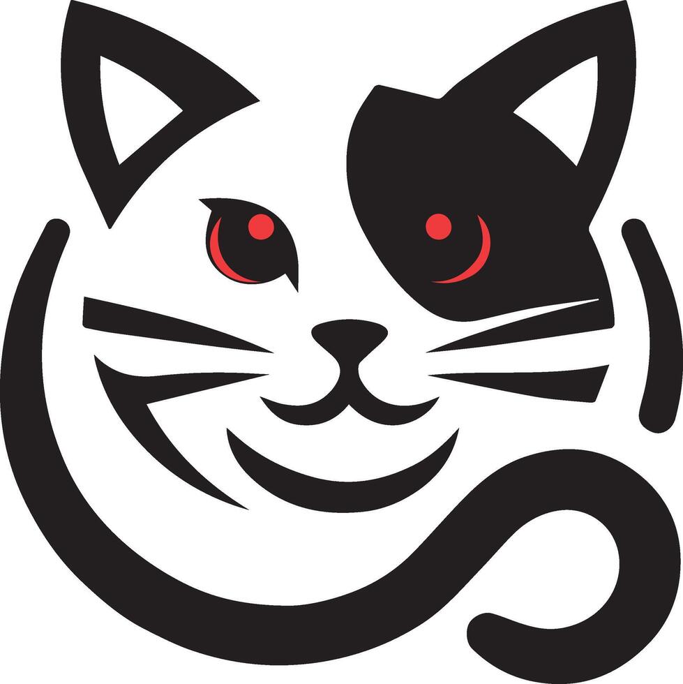 Stylized Cat Face Design on Clean White Background Pets Animals vector
