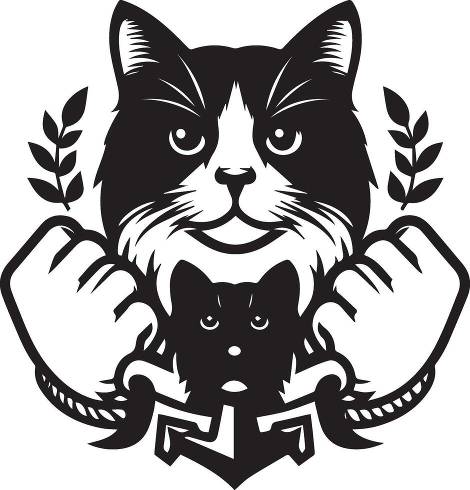 Minimalist Cat Face Design on White Background Ideal for Animal Projects vector
