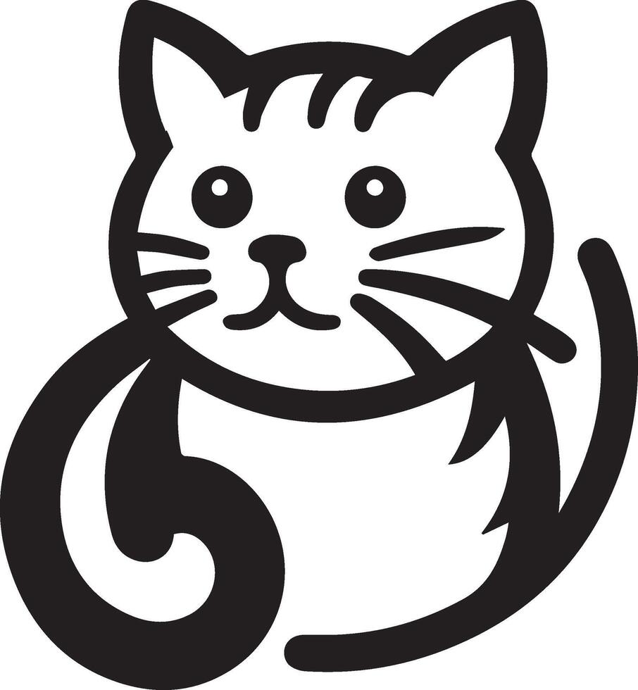 Cute Cat Face Design on White Background Pets Animals Art vector