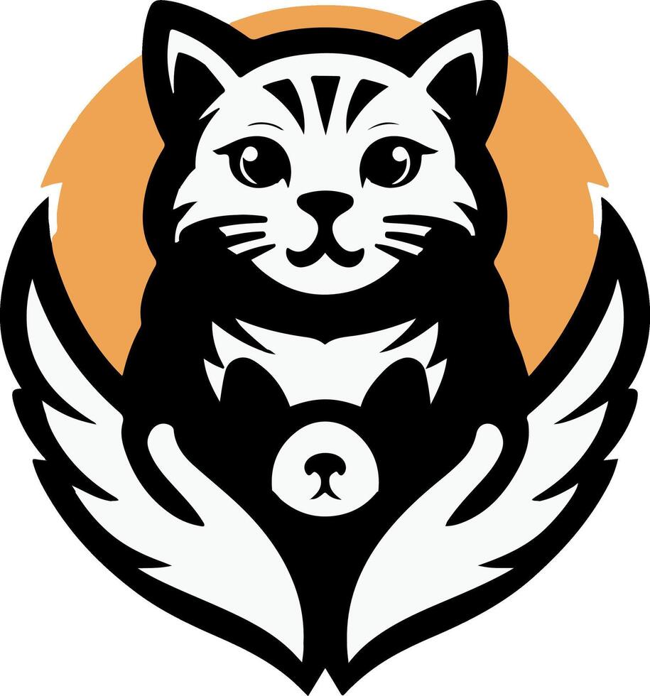 Cat Face Art on White Background Perfect for Pet Animal Project vector