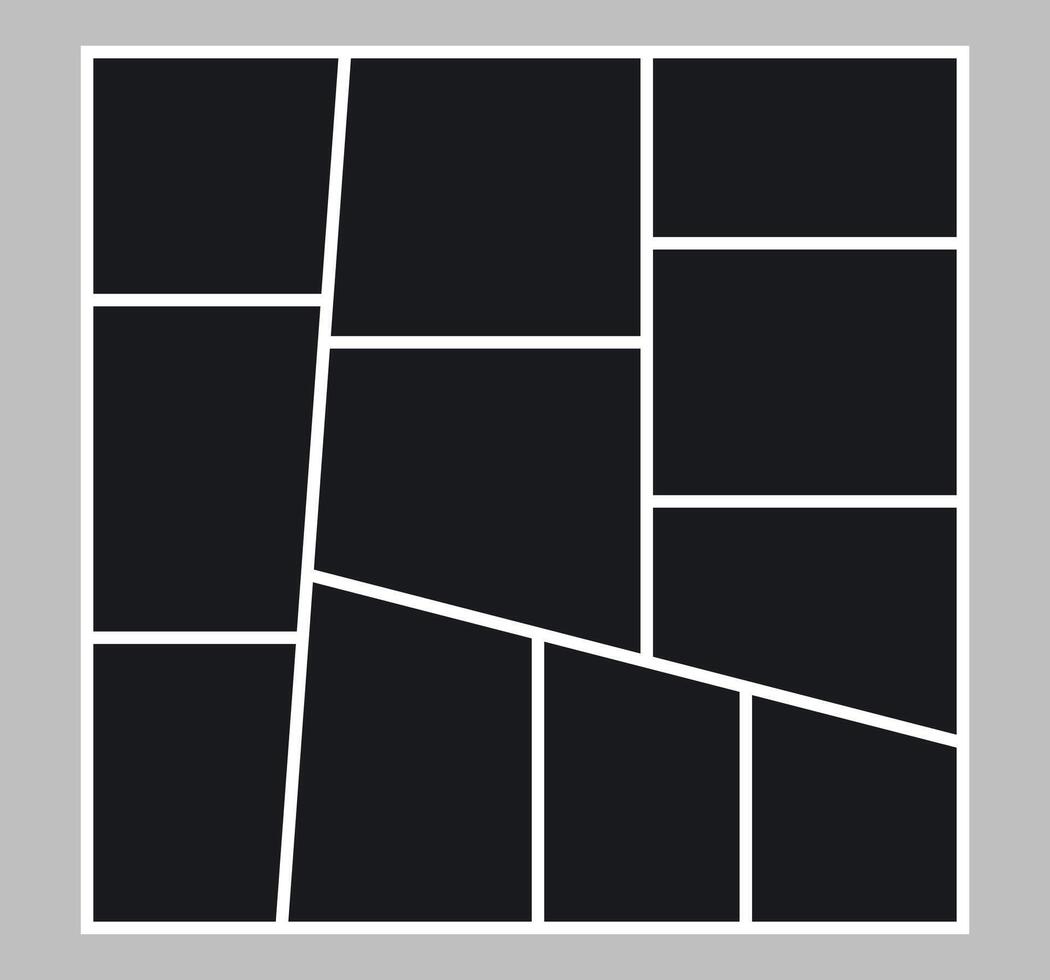 Collage grid effect photo frame template vector