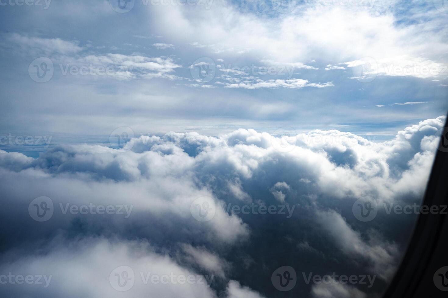 View through window of aircraft during flight photo