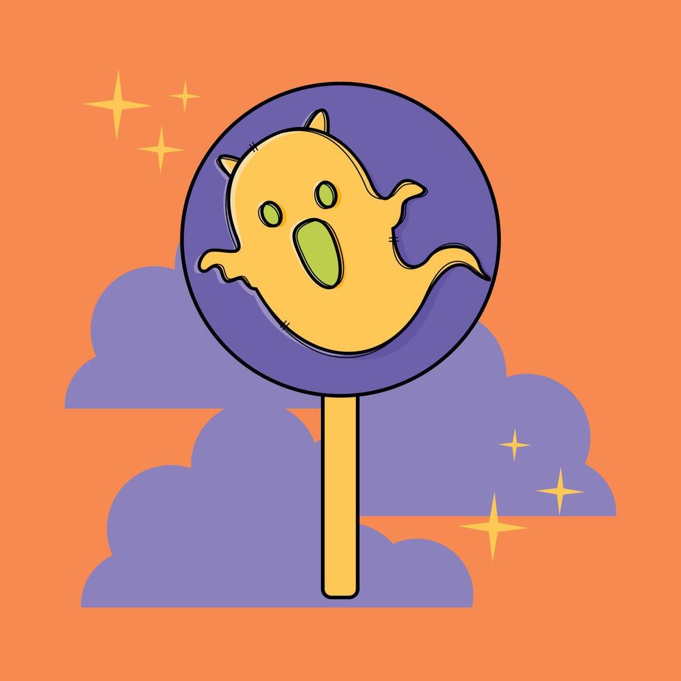 Colorful Halloween Ghost Candy with Flat Design vector