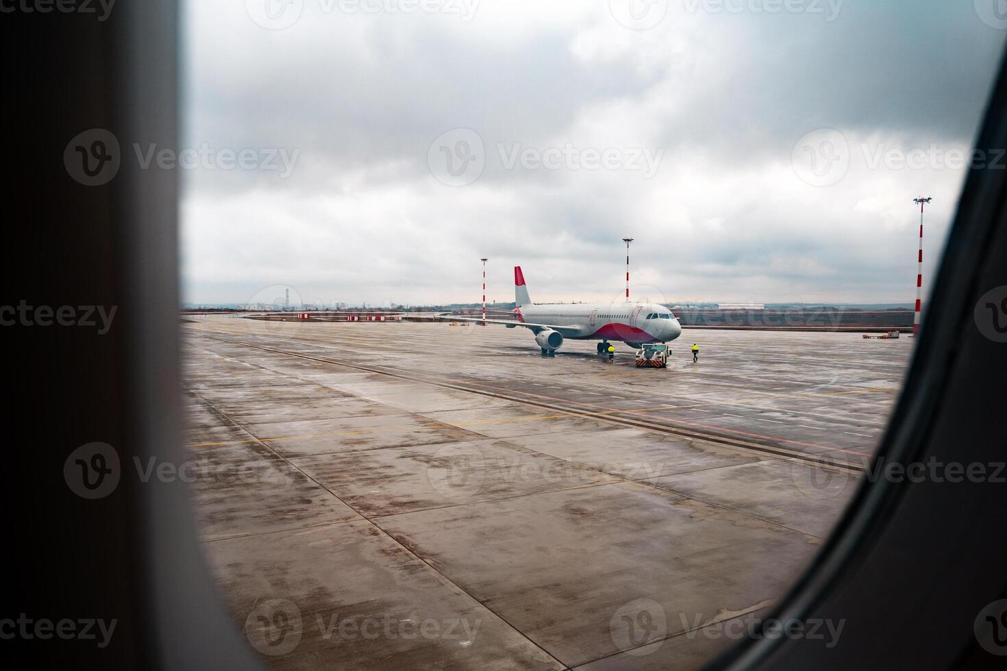 View through window of aircraft during flight photo