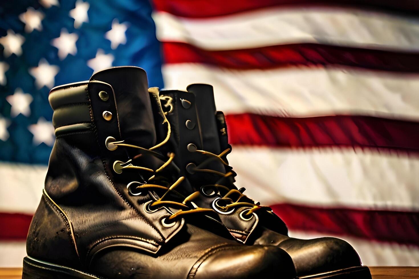 Military shoe With American Flag photo