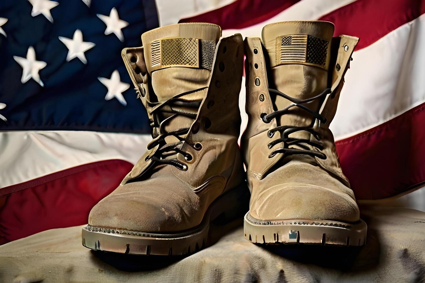 Military shoe With American Flag photo