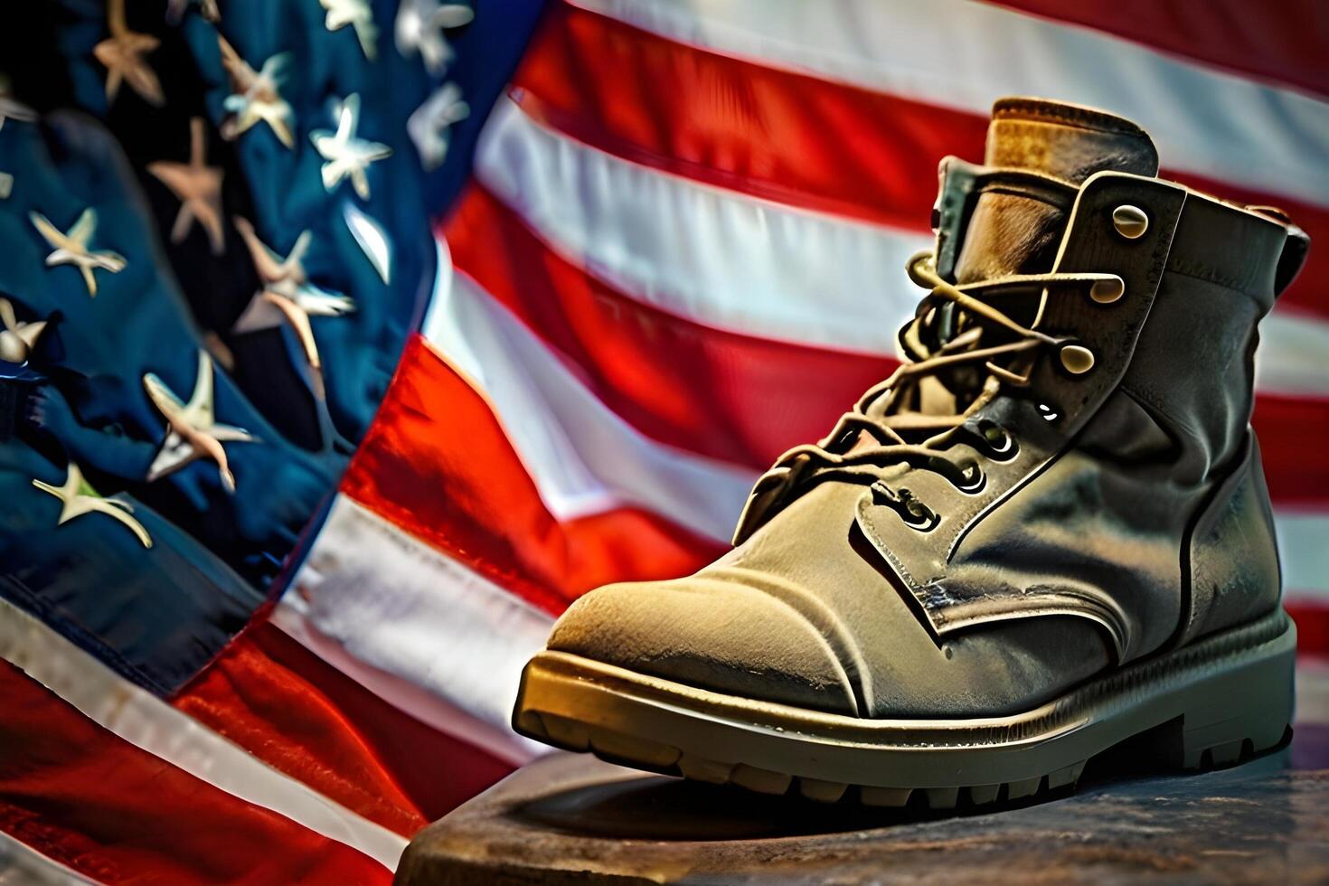 Military shoe With American Flag photo