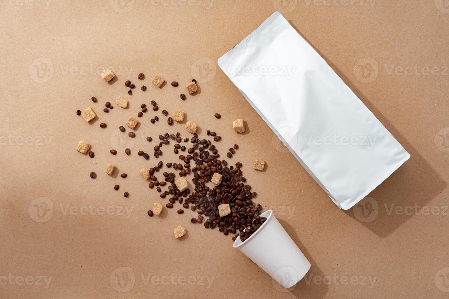 Coffee identity branding mockup set top view flat lay photo