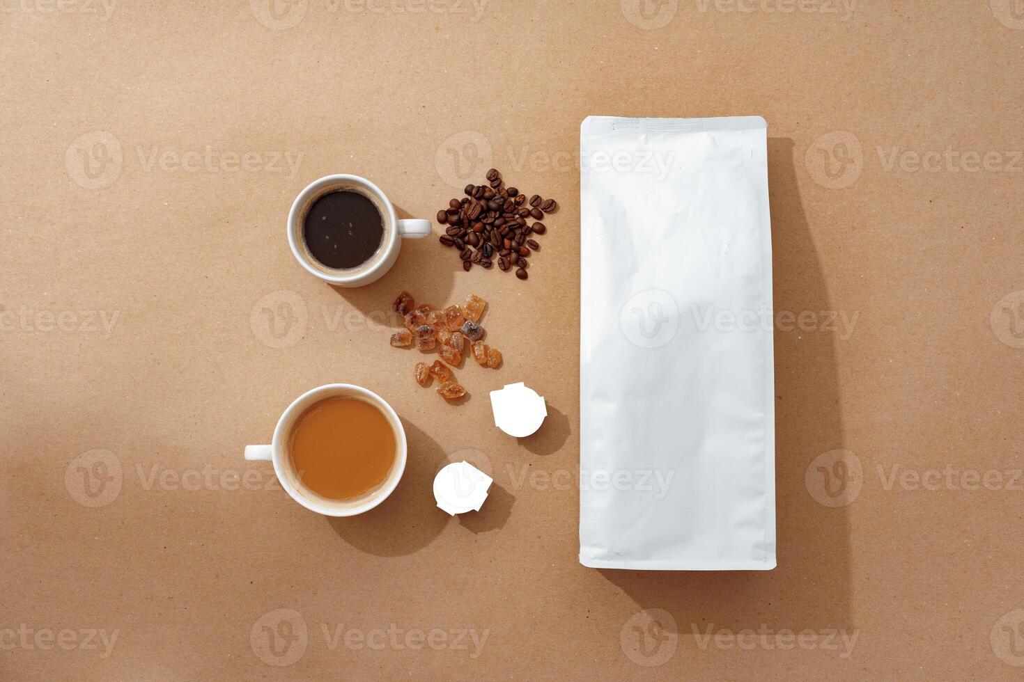 Coffee identity branding mockup set top view flat lay photo