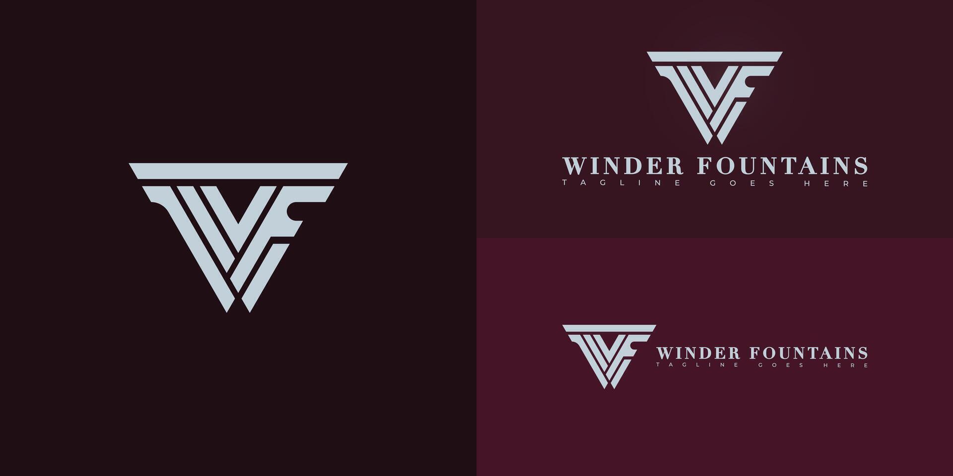 Modern triangle initial letter WF or FW logo in white color isolated on multiple background colors. The logo is suitable for elite residential logo design inspiration templates. vector