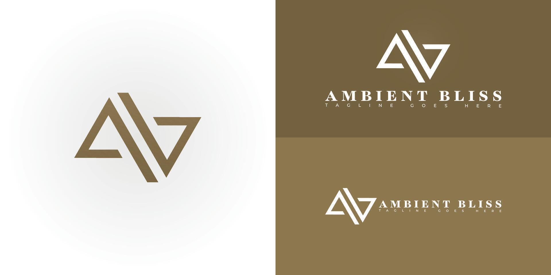 Modern initial letter AB or BA logo in gold color isolated on multiple background colors. The logo is suitable for interior design service logo design inspiration templates. vector