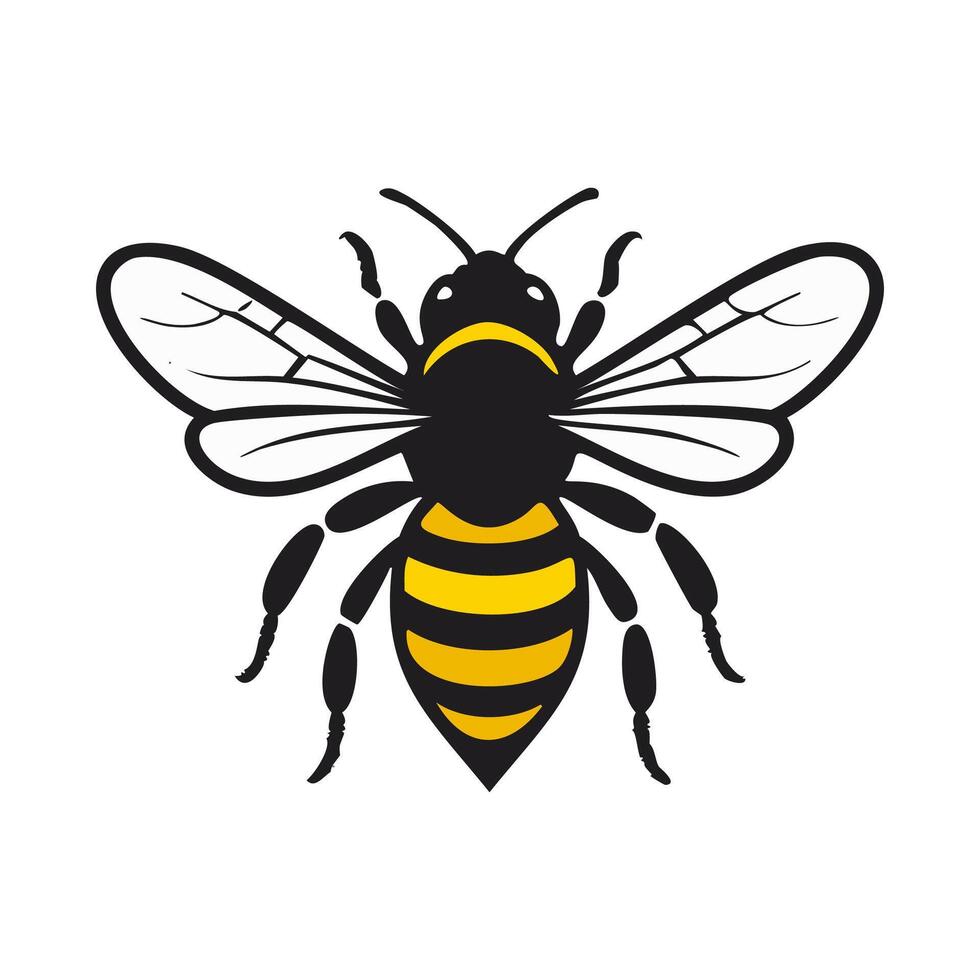 Bee logo illustration of honeybee isolated on white background. vector