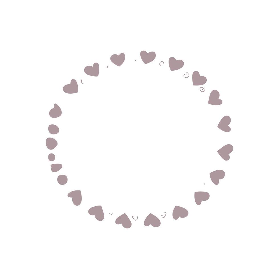 Round frame made of hearts on a white background illustration. vector