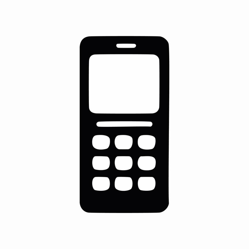 Mobile phone icon. Flat style black on white illustration. vector