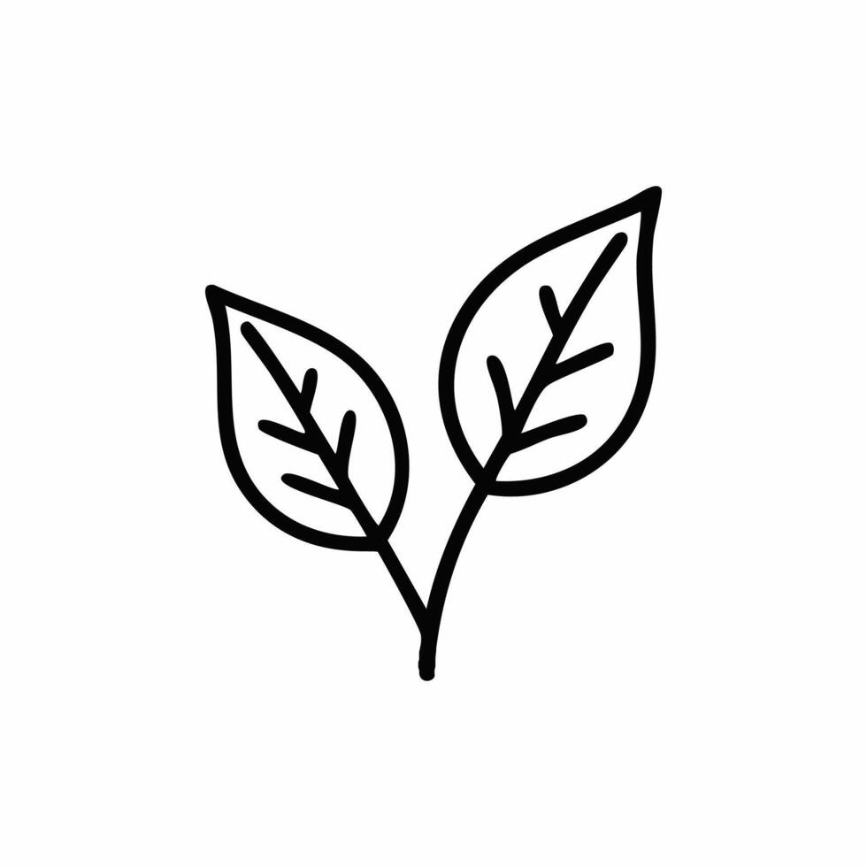 leafs plant nature ecology line style icon illustration design thick line vector