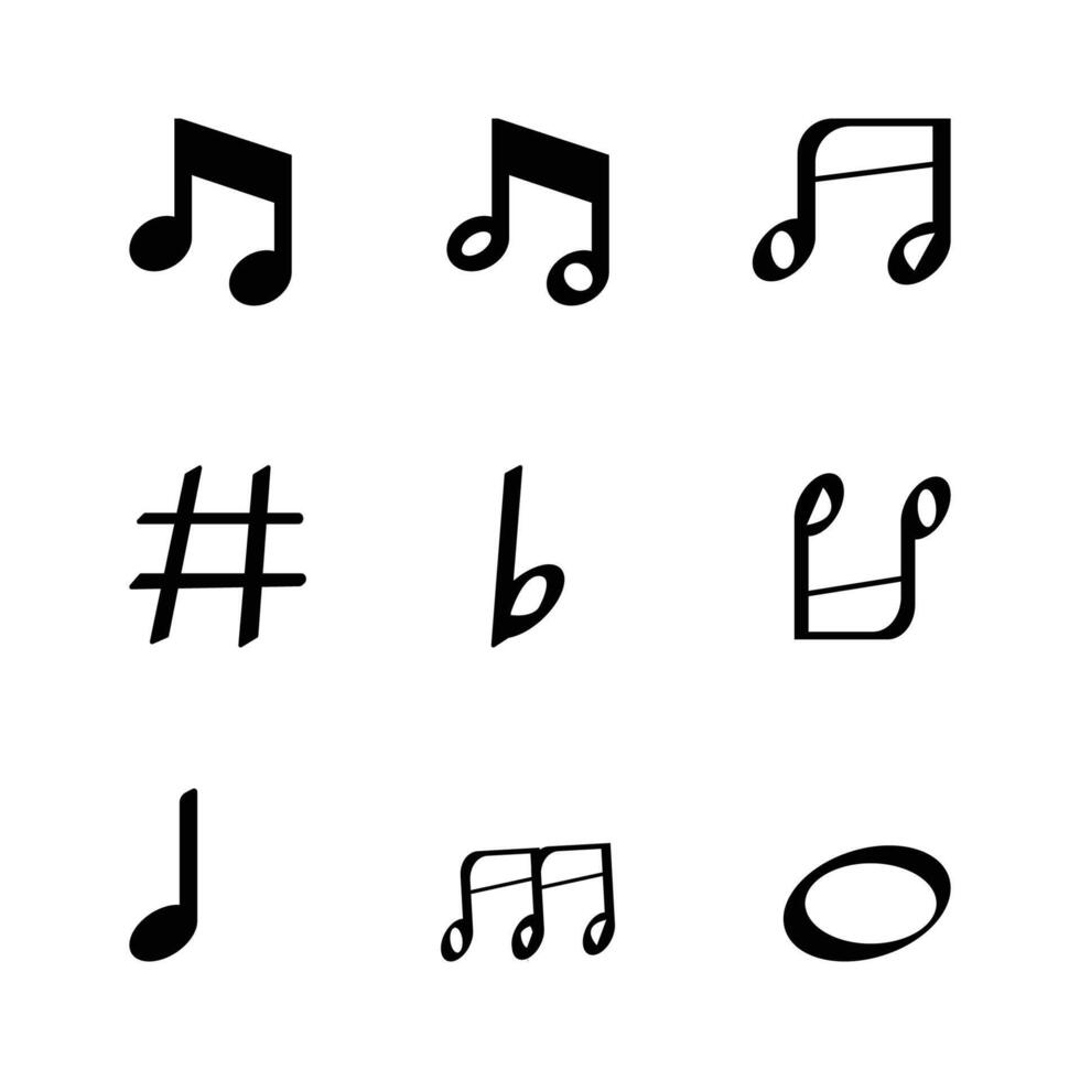 music notes design with multiple elements vector