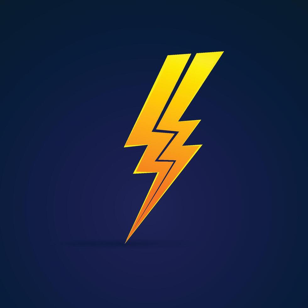 A blue lightning bolt with a yellow background vector