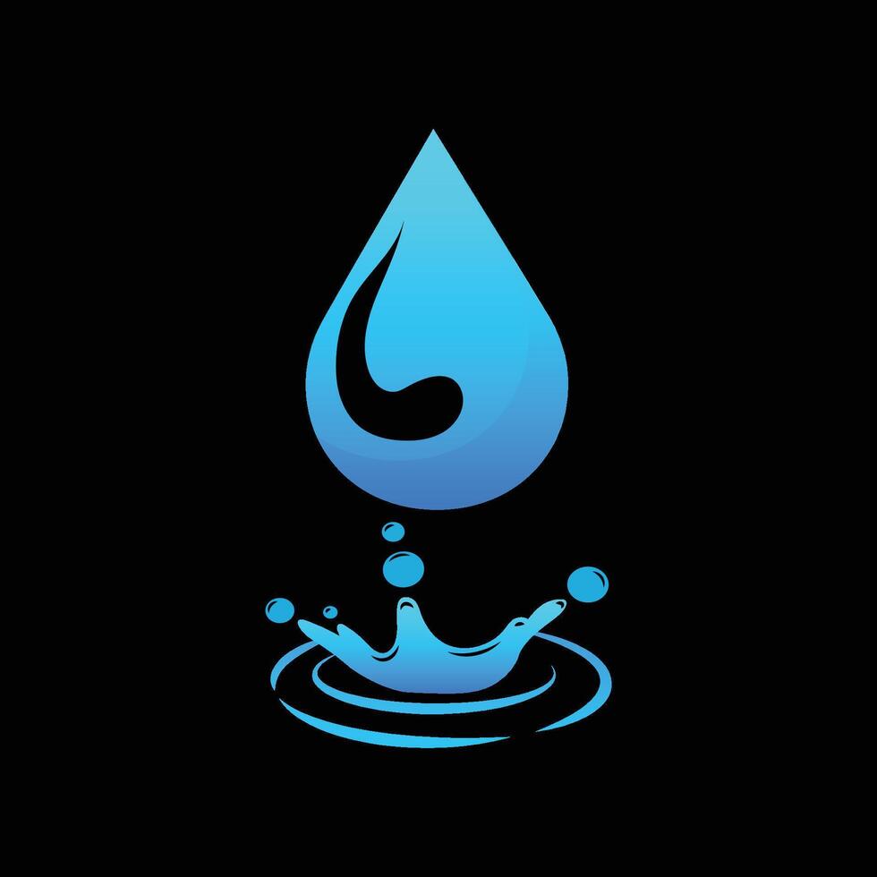 A blue water drop with a black background vector