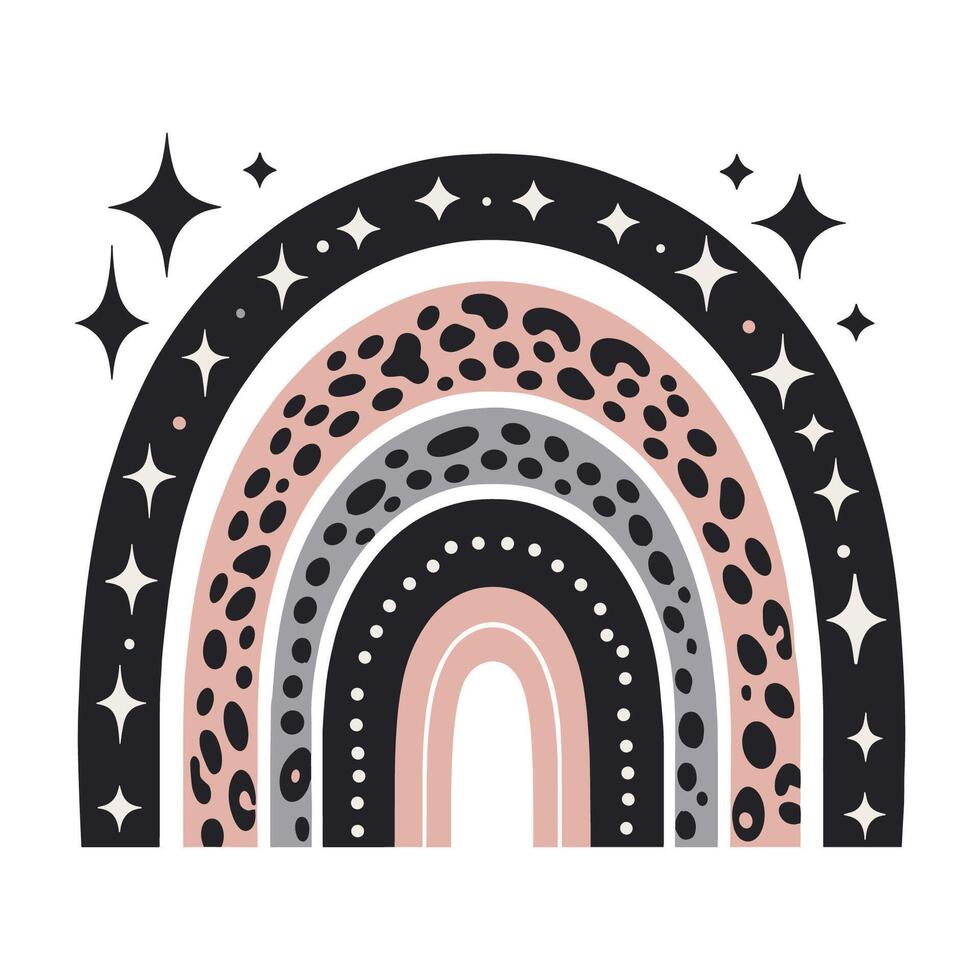 Abstract rainbow with stars celestial illustration on a white background vector